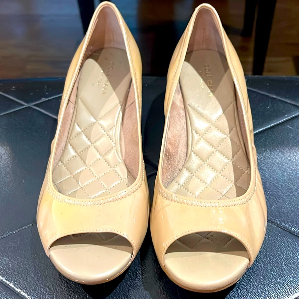 Cole Haan peep toe wedge heel shoes